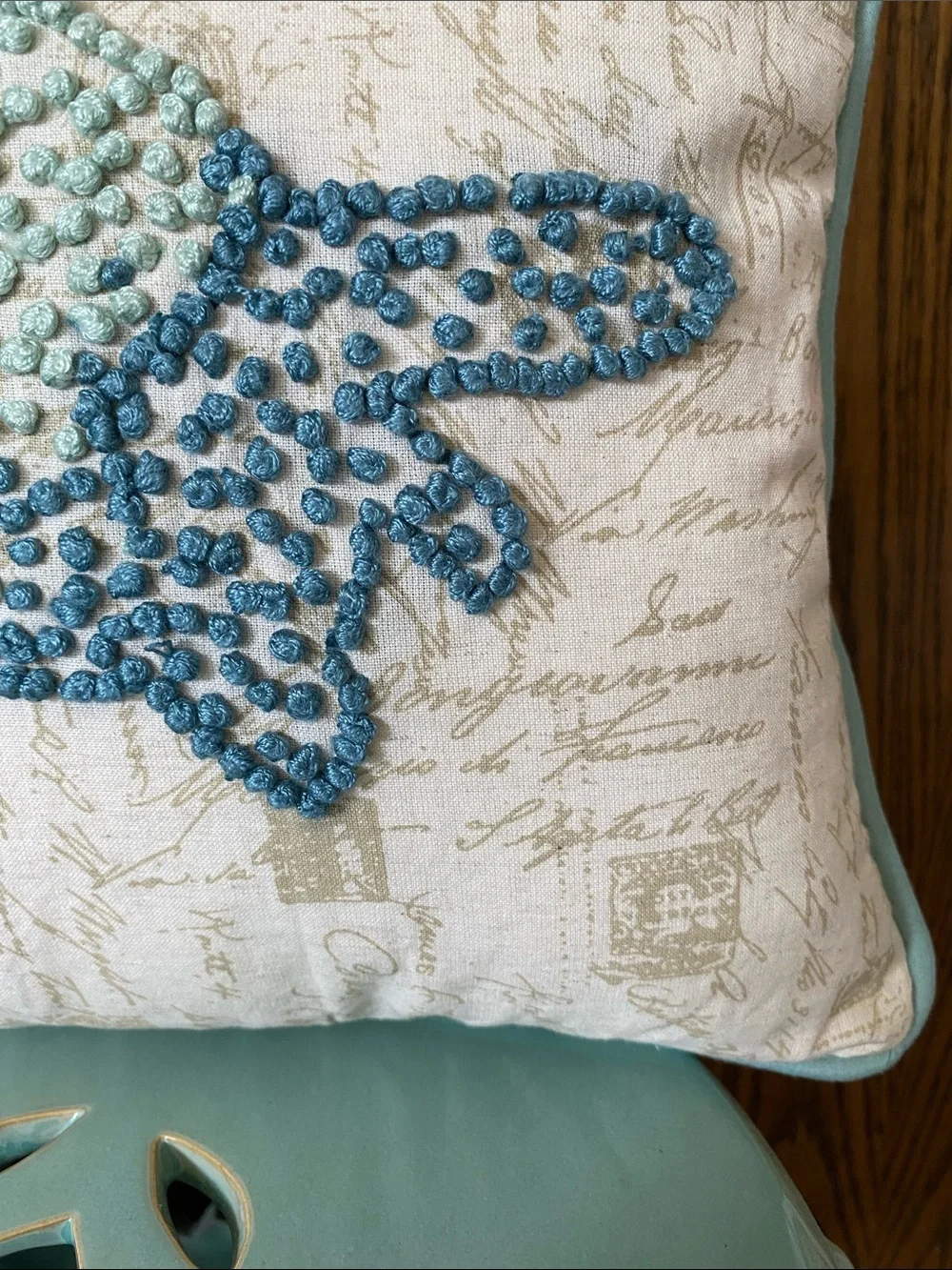 Pier 1 Imports Embroidered “Sea Turtle” Throw Pillow